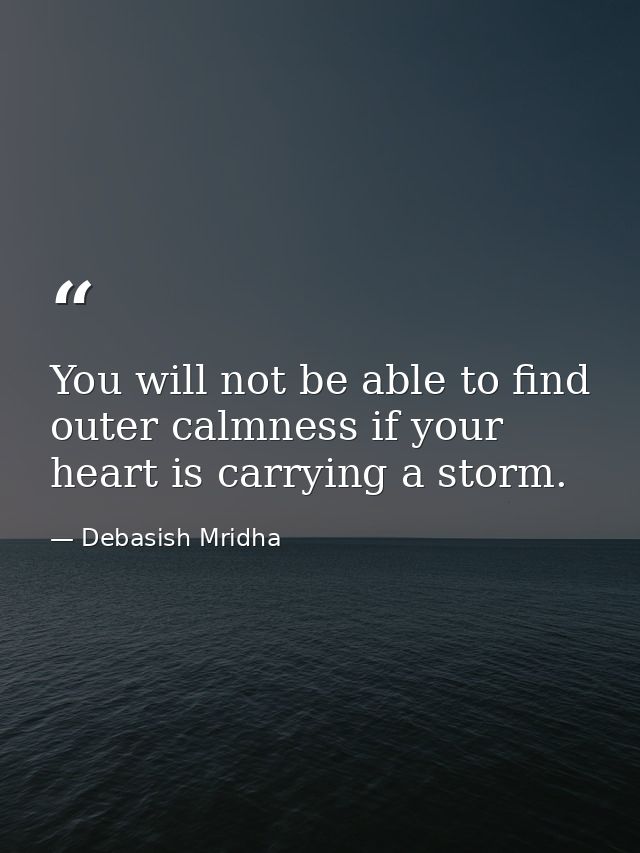 You will not be able to find outer calmness if your heart is carrying a storm. — Debasish Mridha