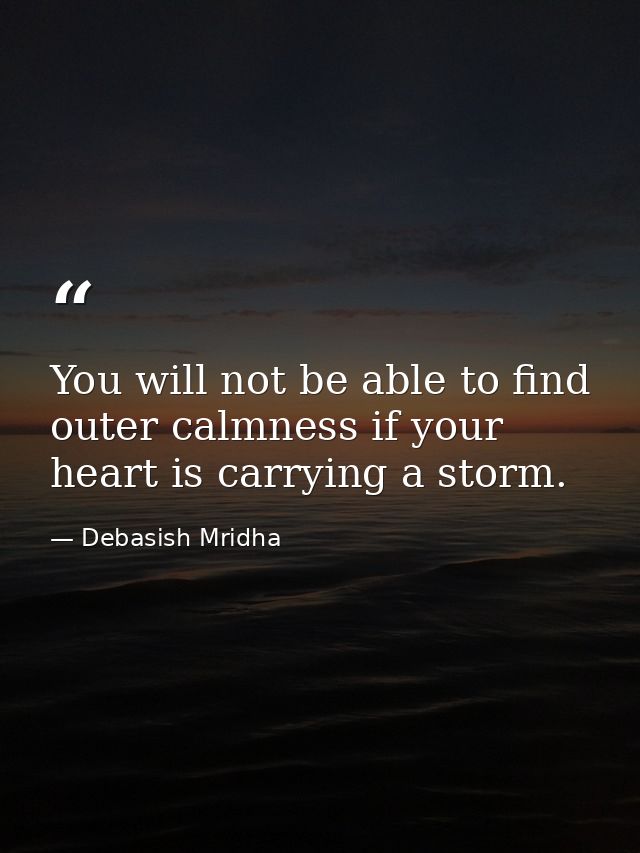 You will not be able to find outer calmness if your heart is carrying a storm. — Debasish Mridha