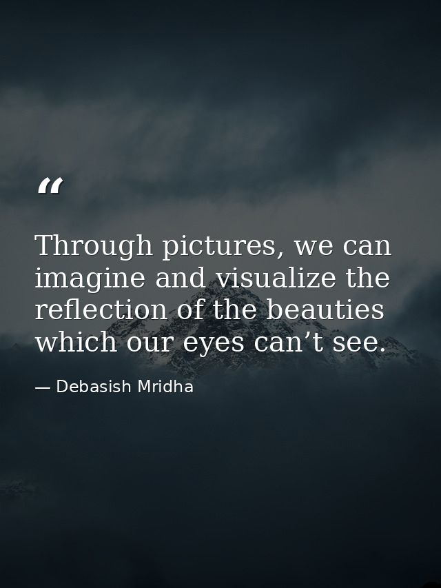 Through pictures, we can imagine and visualize the reflection of the beauties which our eyes can’t see. — Debasish Mridha