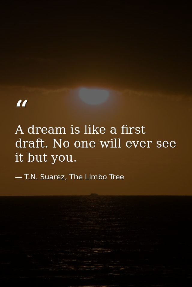 A dream is like a first draft. No one will ever see it but you. — T.N. Suarez, The Limbo Tree