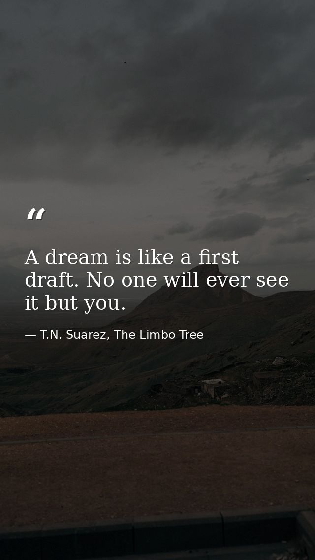 A dream is like a first draft. No one will ever see it but you. — T.N. Suarez, The Limbo Tree