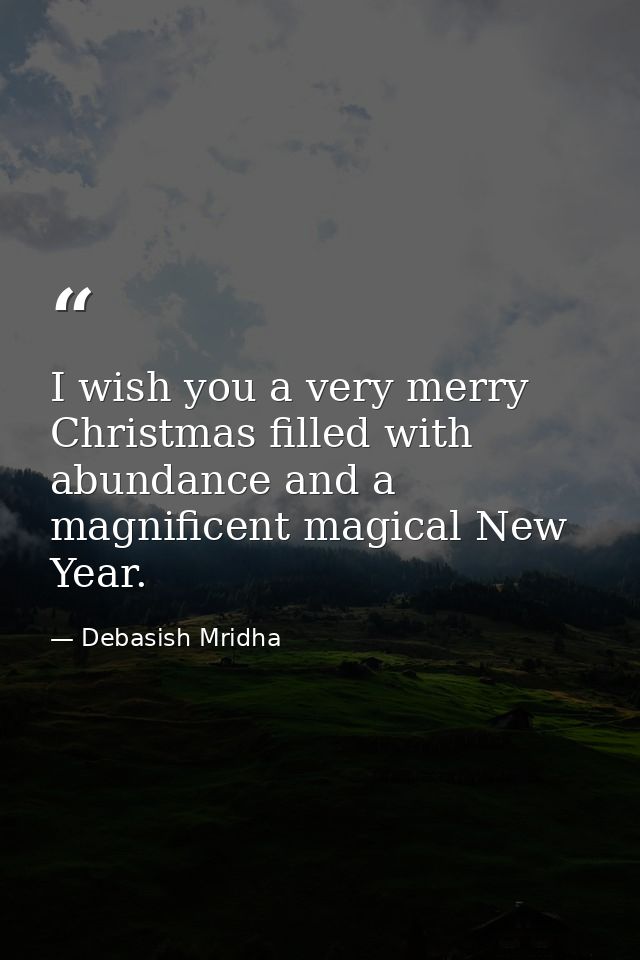 I wish you a very merry Christmas filled with abundance and a magnificent magical New Year. — Debasish Mridha