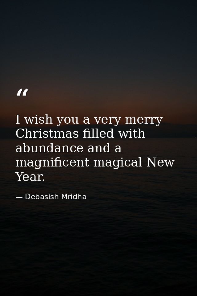 I wish you a very merry Christmas filled with abundance and a magnificent magical New Year. — Debasish Mridha