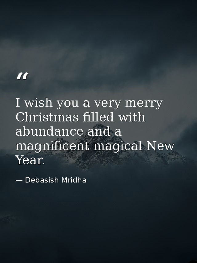 I wish you a very merry Christmas filled with abundance and a magnificent magical New Year. — Debasish Mridha