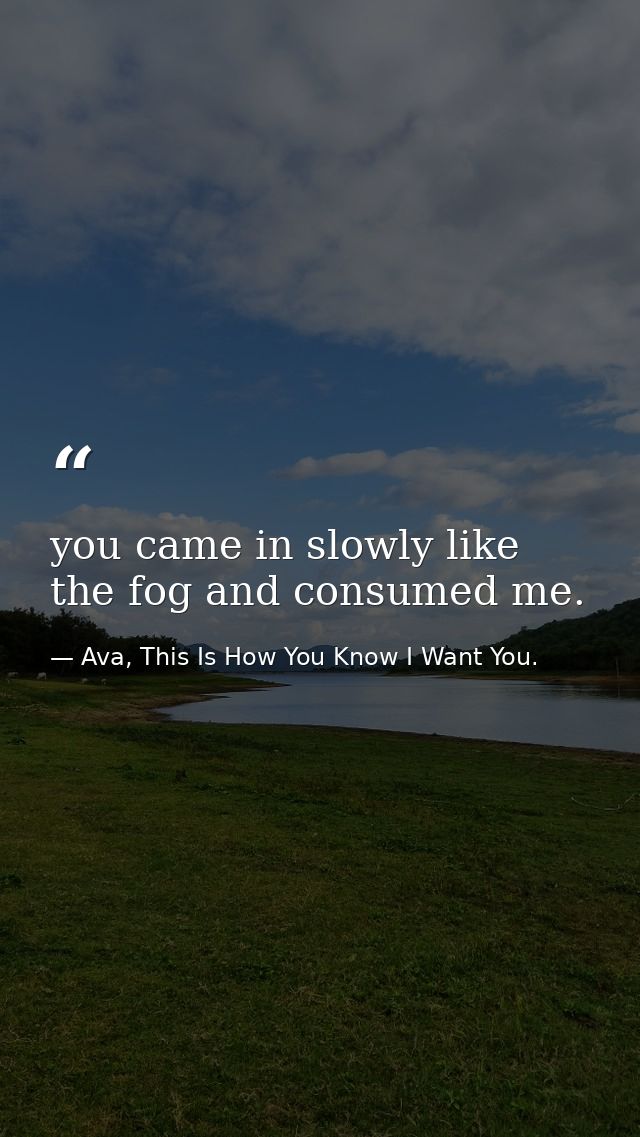 you came in slowly like the fog and consumed me. — Ava, This Is How You Know I Want You.