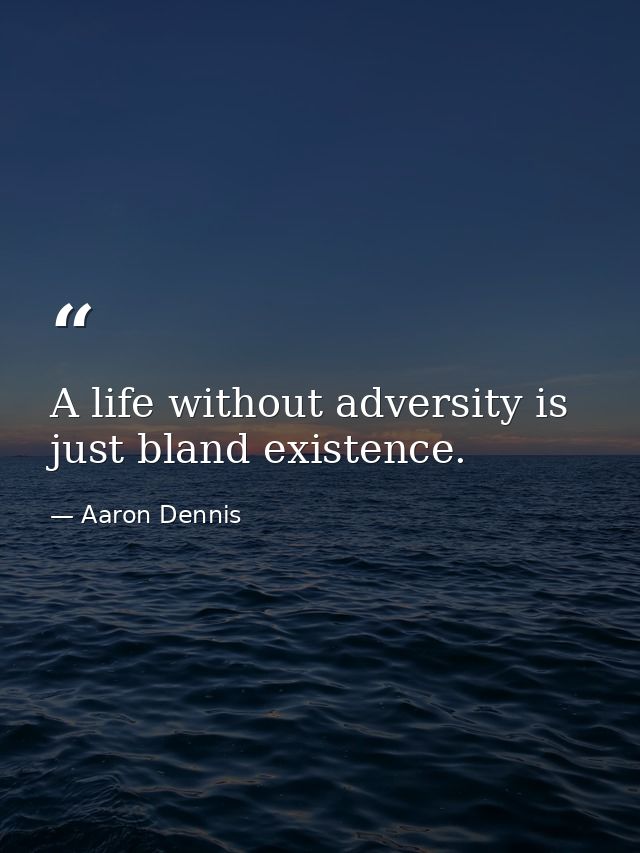 A life without adversity is just bland existence. — Aaron Dennis