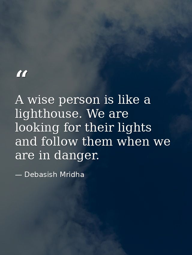 A wise person is like a lighthouse. We are looking for their lights and follow them when we are in danger. — Debasish Mridha