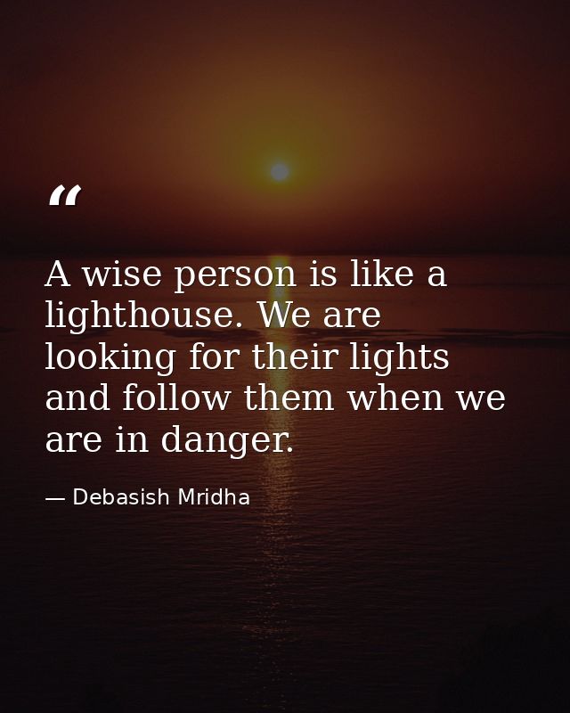 A wise person is like a lighthouse. We are looking for their lights and follow them when we are in danger. — Debasish Mridha