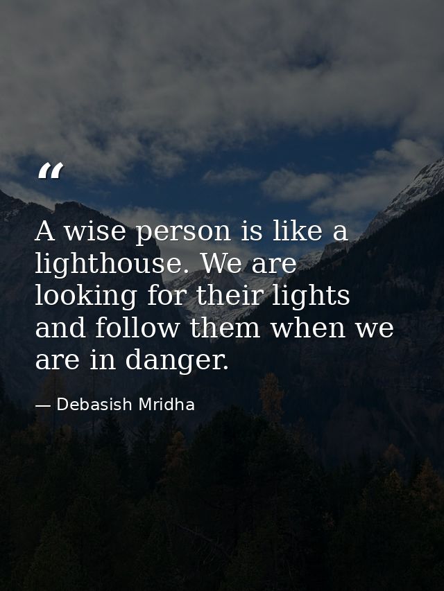 A wise person is like a lighthouse. We are looking for their lights and follow them when we are in danger. — Debasish Mridha