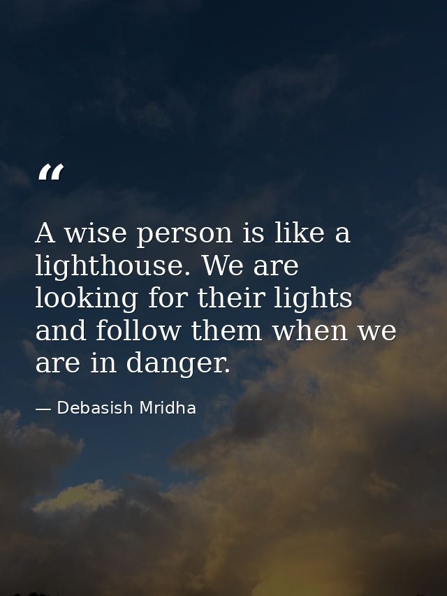 A wise person is like a lighthouse. We are looking for their lights and follow them when we are in danger. — Debasish Mridha