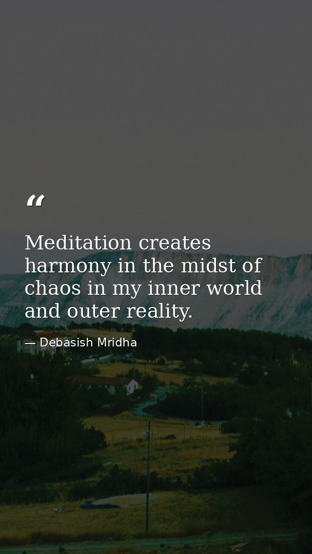 Meditation creates harmony in the midst of chaos in my inner world and outer reality. — Debasish Mridha