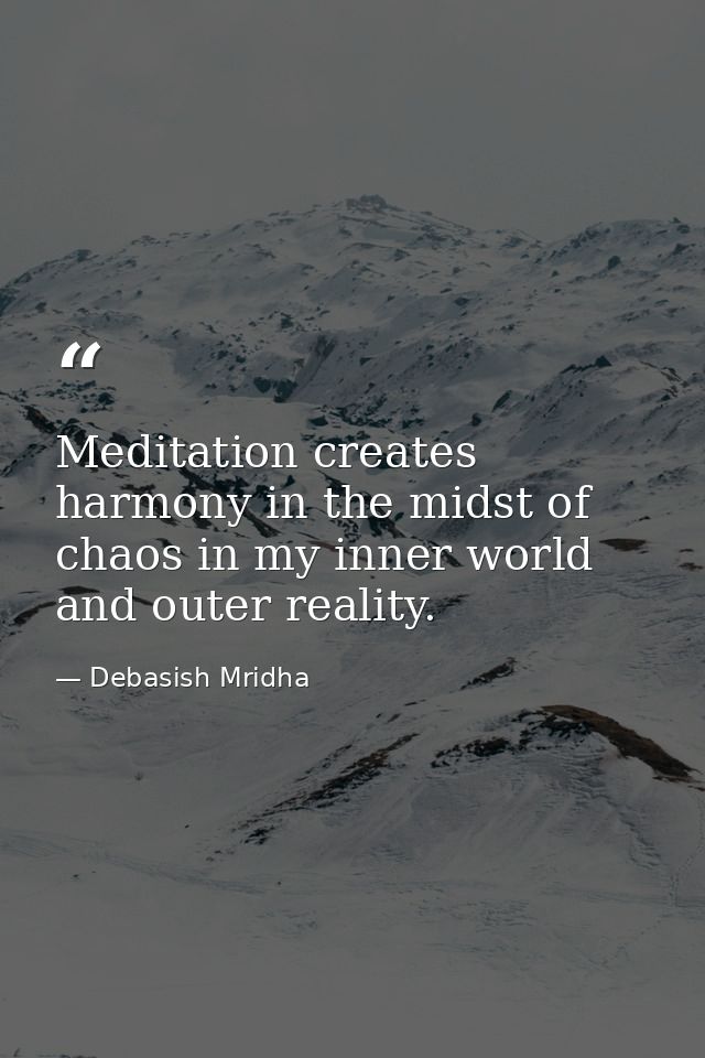 Meditation creates harmony in the midst of chaos in my inner world and outer reality. — Debasish Mridha