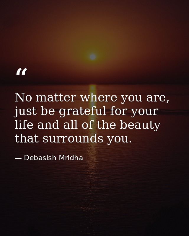 No matter where you are, just be grateful for your life and all of the beauty that surrounds you. — Debasish Mridha