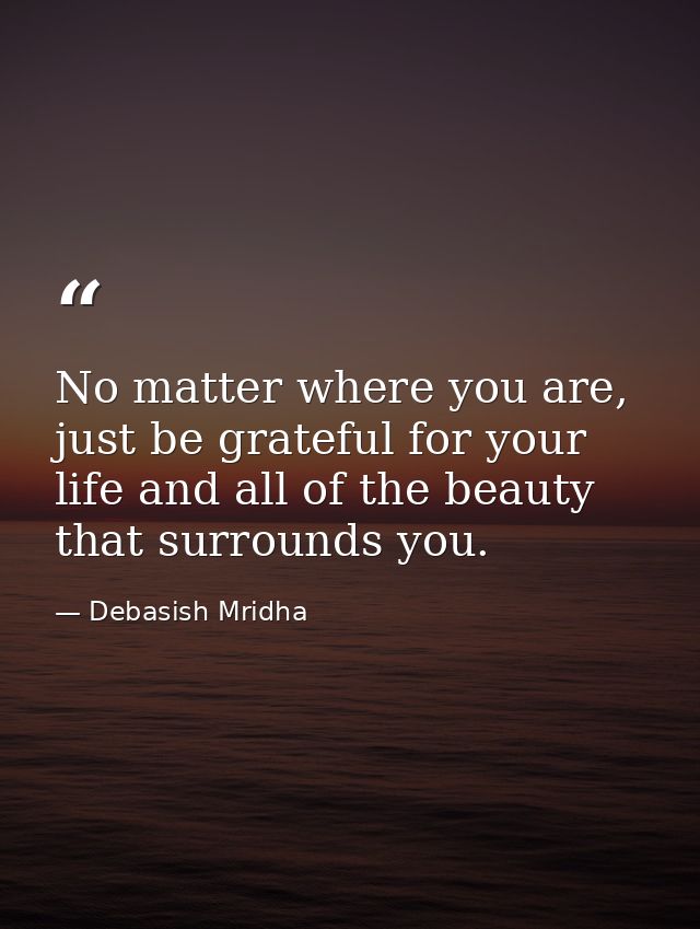 No matter where you are, just be grateful for your life and all of the beauty that surrounds you. — Debasish Mridha