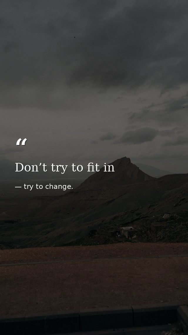 Don’t try to fit in — try to change.
