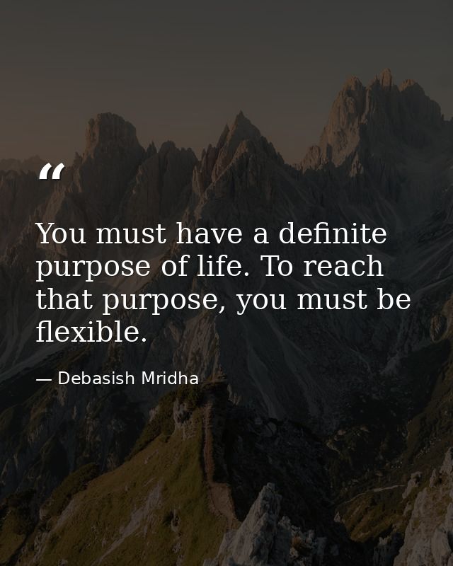 You must have a definite purpose of life. To reach that purpose, you must be flexible. — Debasish Mridha