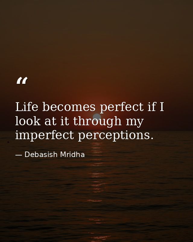 Life becomes perfect if I look at it through my imperfect perceptions. — Debasish Mridha