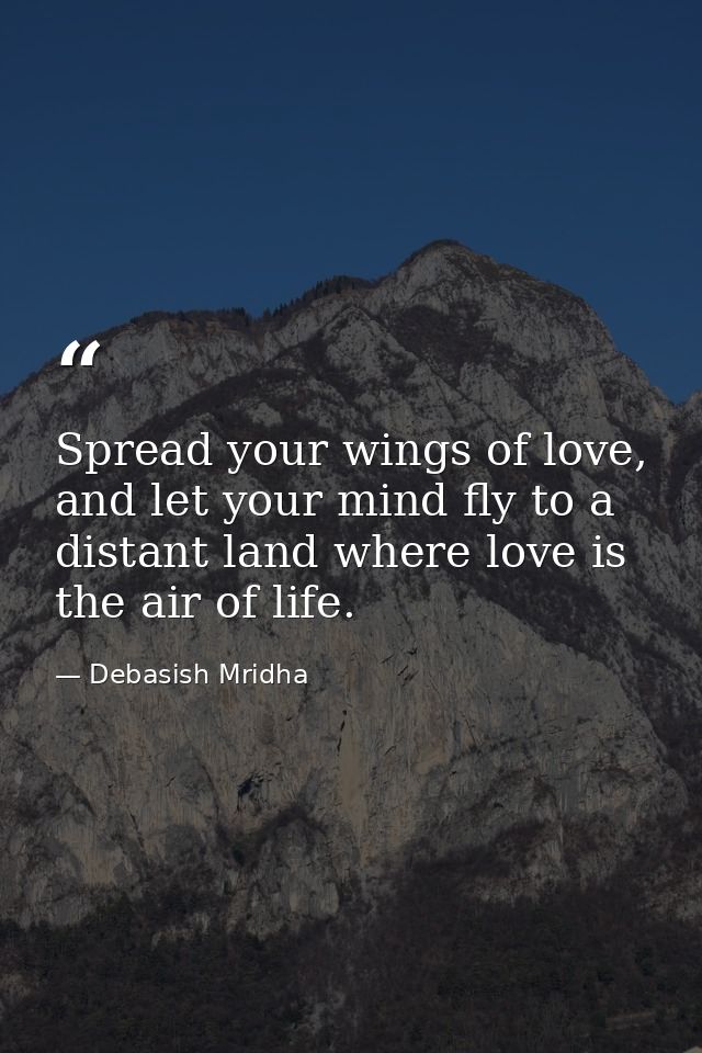 Spread your wings of love, and let your mind fly to a distant land where love is the air of life. — Debasish Mridha
