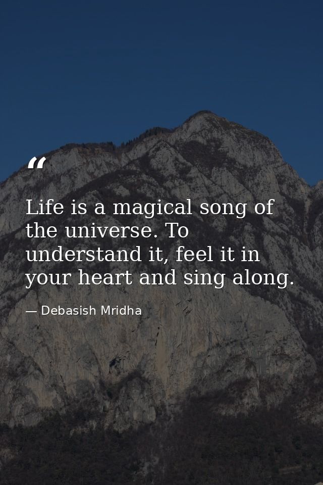 Life is a magical song of the universe. To understand it, feel it in your heart and sing along. — Debasish Mridha