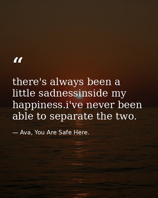 there's always been a little sadnessinside my happiness.i've never been able to separate the two. — Ava, You Are Safe Here.