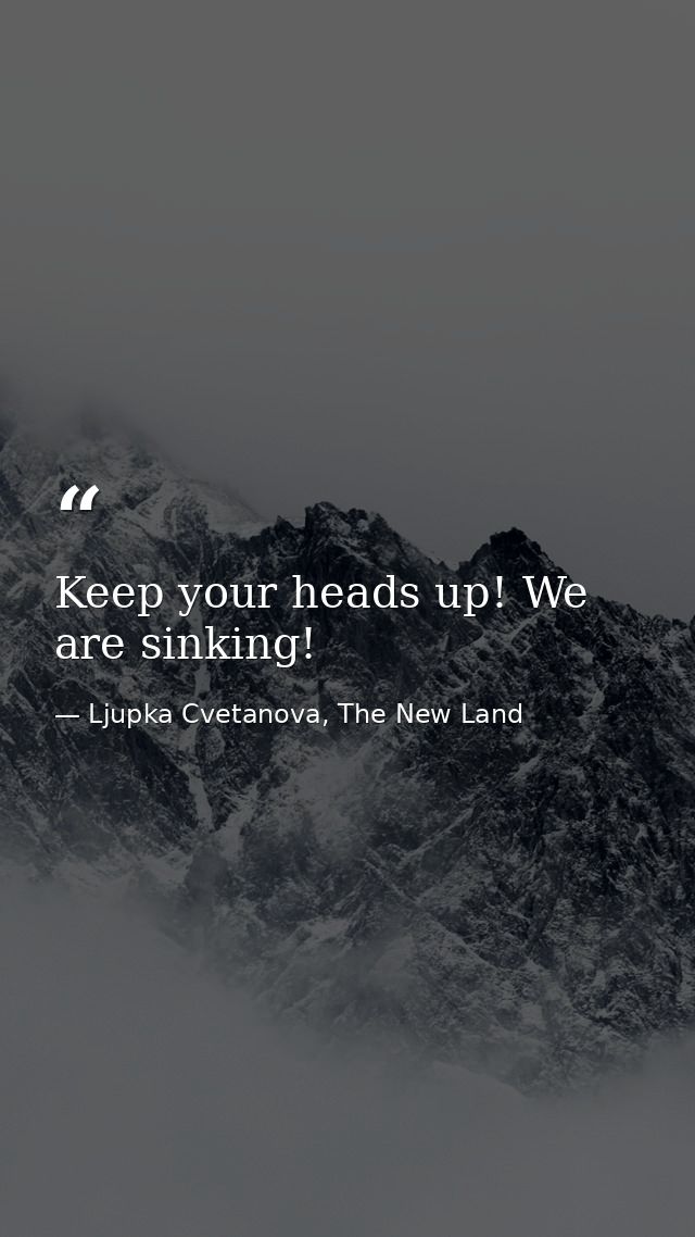 Keep your heads up! We are sinking! — Ljupka Cvetanova, The New Land