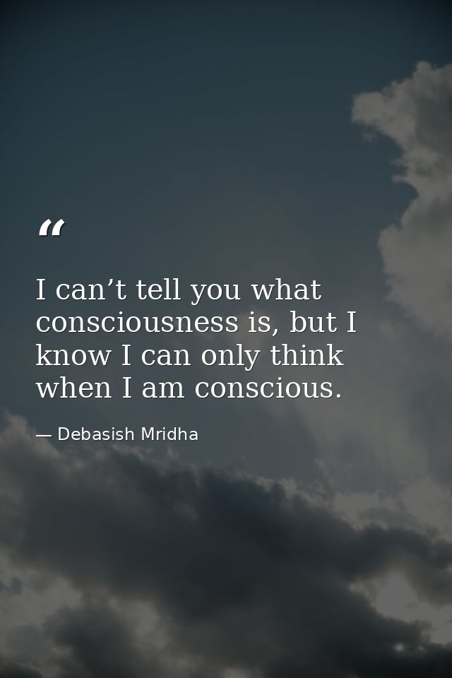 I can’t tell you what consciousness is, but I know I can only think when I am conscious. — Debasish Mridha
