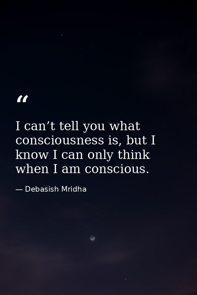 I can’t tell you what consciousness is, but I know I can only think when I am conscious. — Debasish Mridha