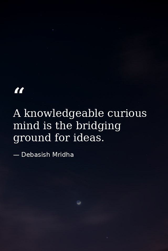 A knowledgeable curious mind is the bridging ground for ideas. — Debasish Mridha