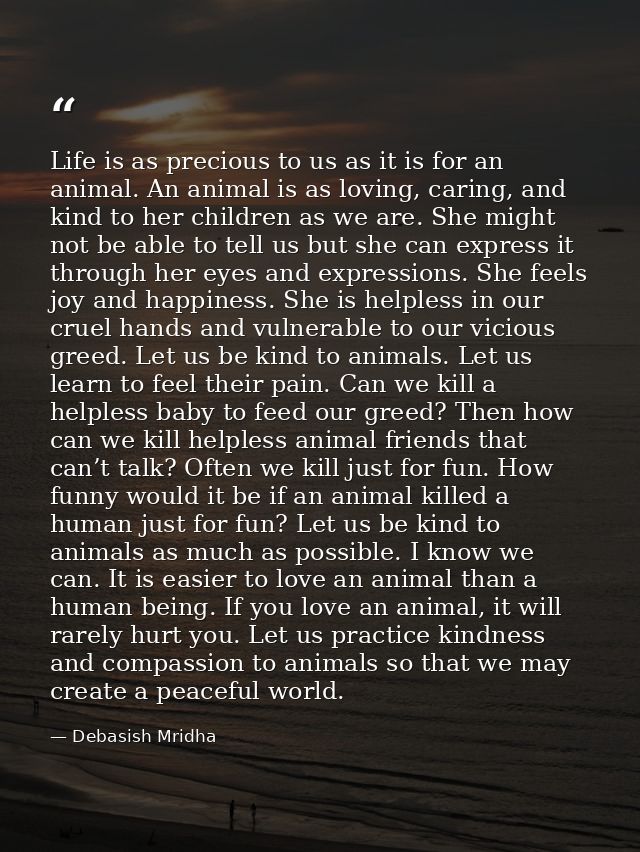 Life is as precious to us as it is for an animal. An animal is as loving, caring, and kind to her children as we are. Sh — Debasish Mridha