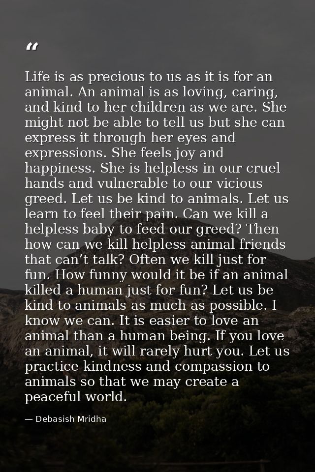 Life is as precious to us as it is for an animal. An animal is as loving, caring, and kind to her children as we are. Sh — Debasish Mridha