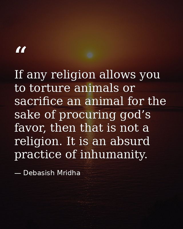 If any religion allows you to torture animals or sacrifice an animal for the sake of procuring god’s favor, then that is — Debasish Mridha