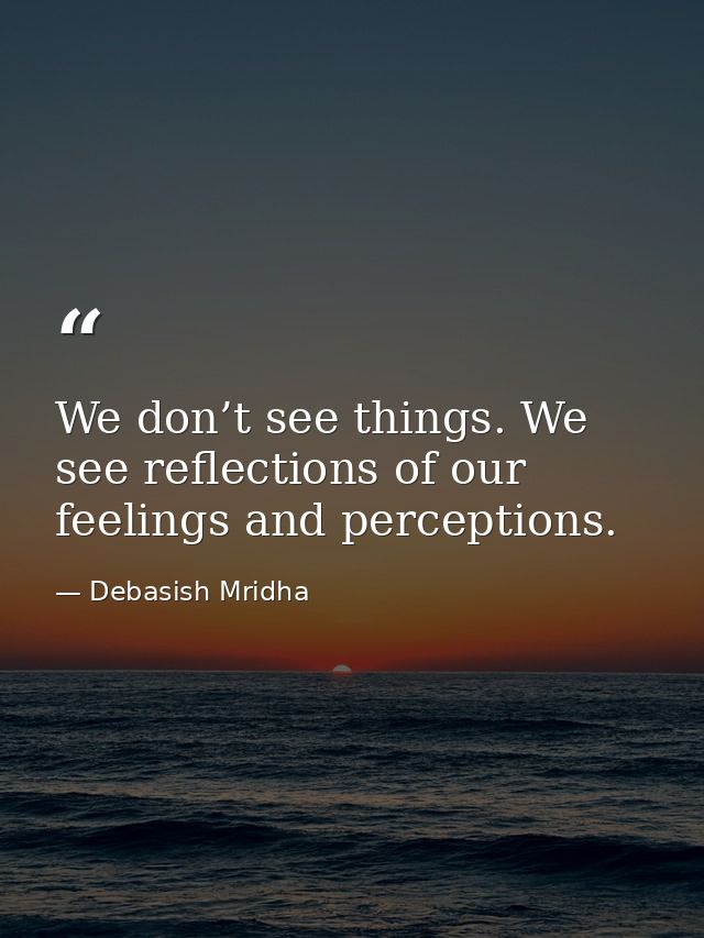 We don’t see things. We see reflections of our feelings and perceptions. — Debasish Mridha