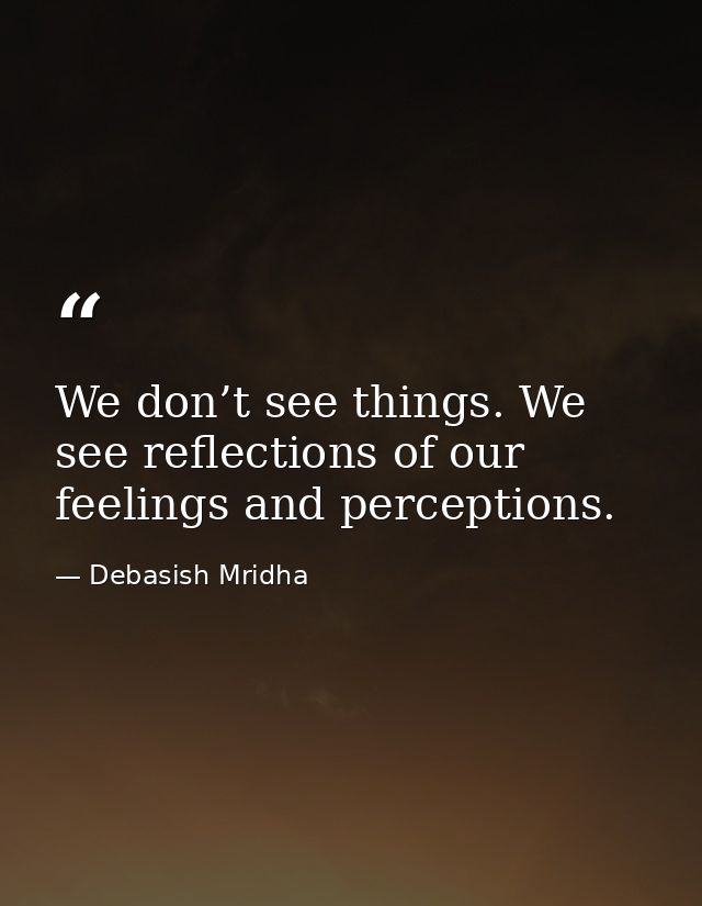 We don’t see things. We see reflections of our feelings and perceptions. — Debasish Mridha