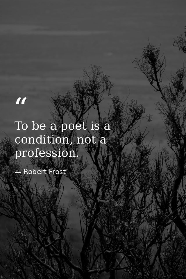 To be a poet is a condition, not a profession. — Robert Frost