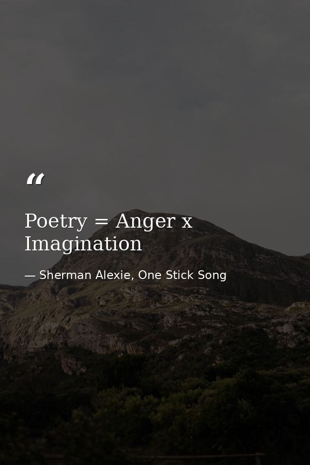 Poetry = Anger x Imagination — Sherman Alexie, One Stick Song