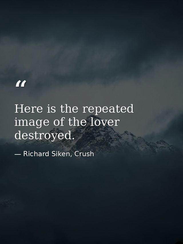 Here is the repeated image of the lover destroyed. — Richard Siken, Crush