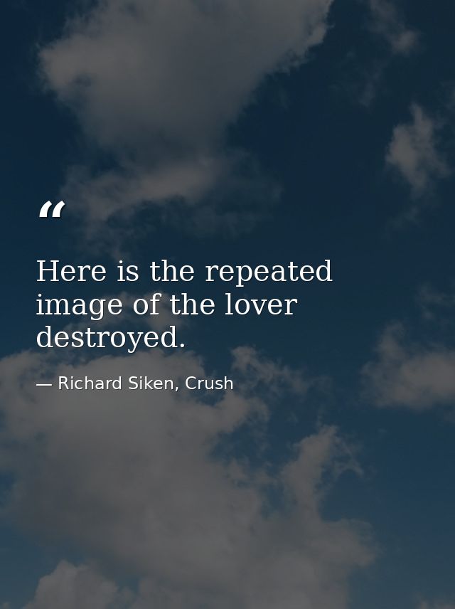 Here is the repeated image of the lover destroyed. — Richard Siken, Crush