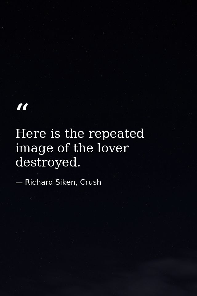 Here is the repeated image of the lover destroyed. — Richard Siken, Crush