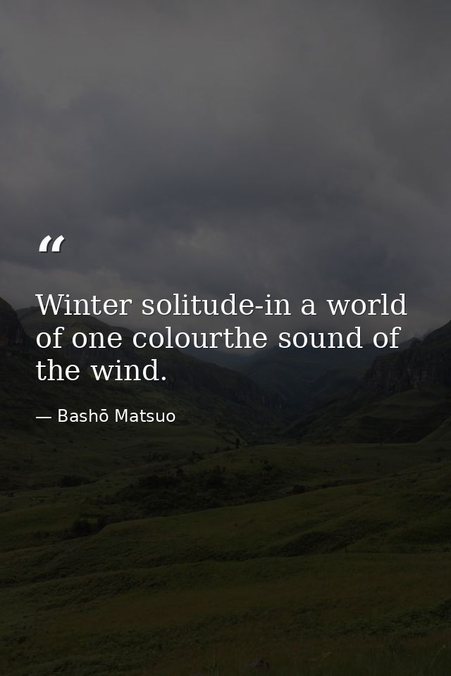 Winter solitude-in a world of one colourthe sound of the wind. — Bashō Matsuo