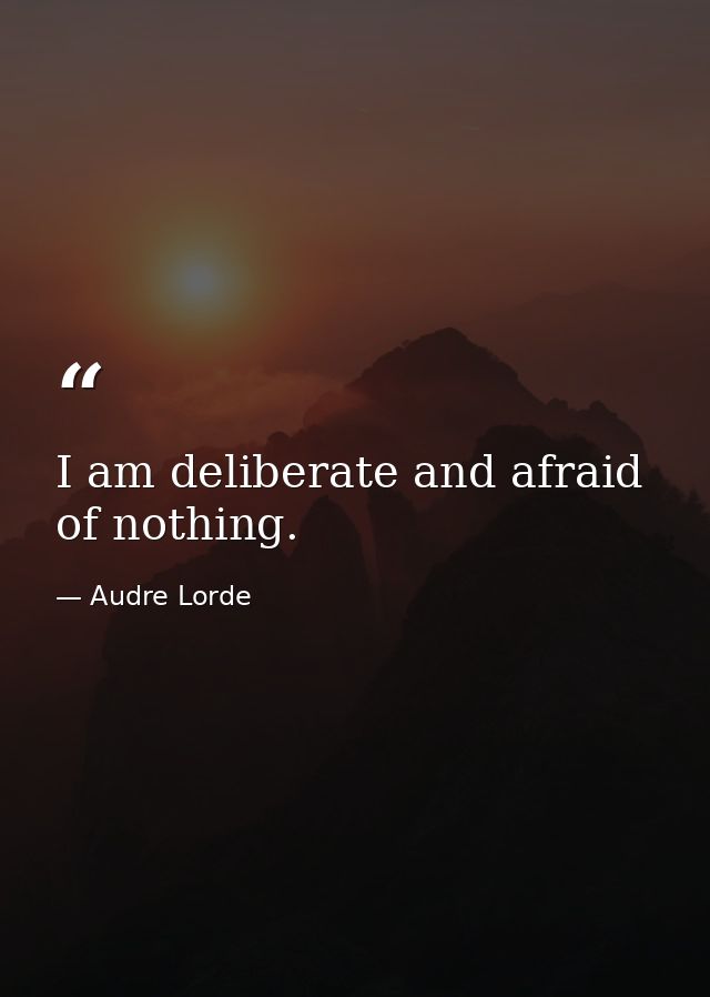 I am deliberate and afraid of nothing. — Audre Lorde