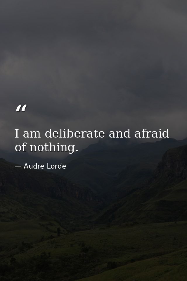 I am deliberate and afraid of nothing. — Audre Lorde