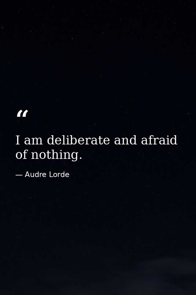 I am deliberate and afraid of nothing. — Audre Lorde