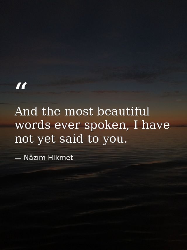 And the most beautiful words ever spoken, I have not yet said to you. — Nâzım Hikmet