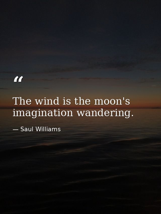 The wind is the moon's imagination wandering. — Saul Williams