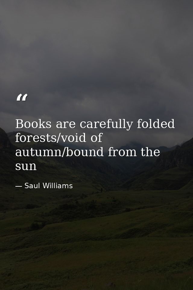 Books are carefully folded forests/void of autumn/bound from the sun — Saul Williams