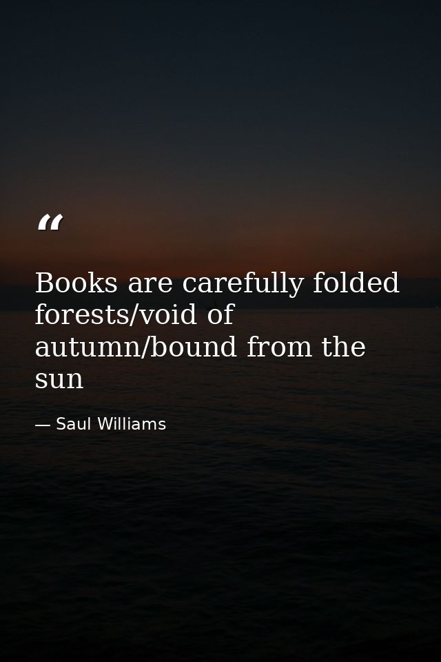 Books are carefully folded forests/void of autumn/bound from the sun — Saul Williams