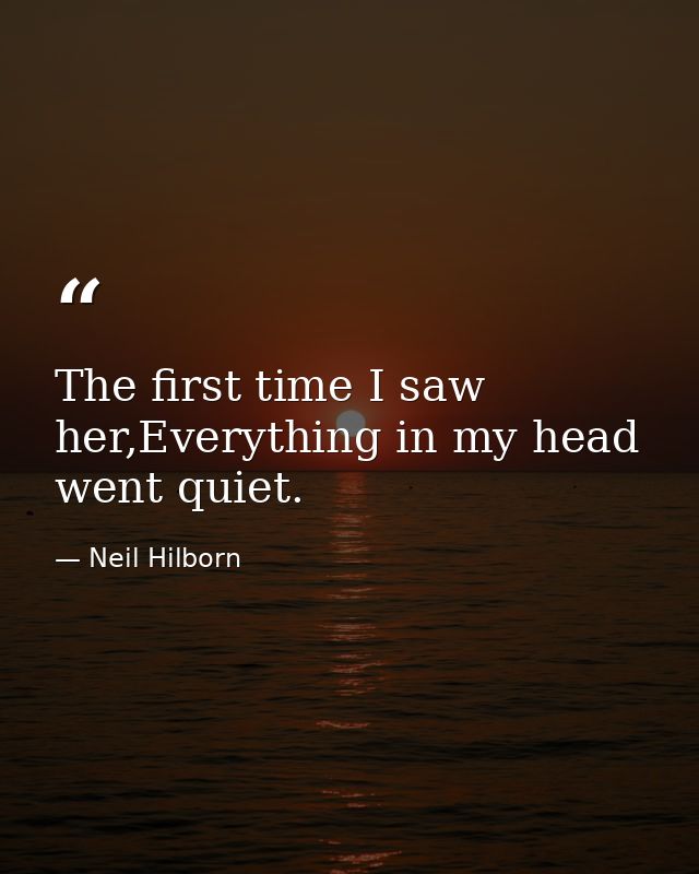 The first time I saw her,Everything in my head went quiet. — Neil Hilborn