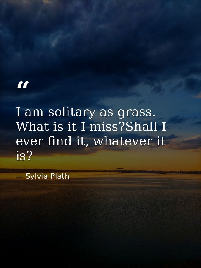 I am solitary as grass. What is it I miss?Shall I ever find it, whatever it is? — Sylvia Plath