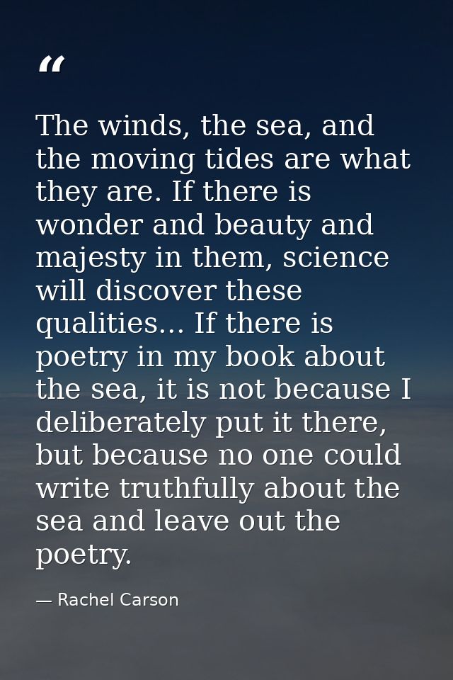 The winds, the sea, and the moving tides are what they are. If there is wonder and beauty and majesty in them, science w — Rachel Carson