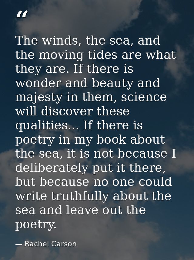 The winds, the sea, and the moving tides are what they are. If there is wonder and beauty and majesty in them, science w — Rachel Carson